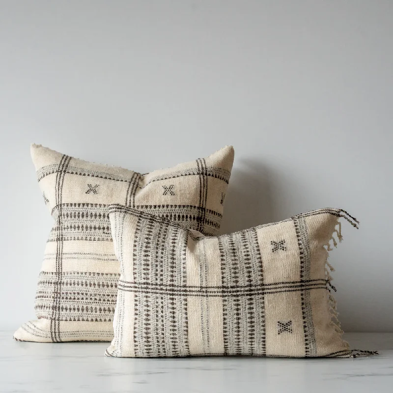 Cream Bhujodi Fringe Pillow Cover