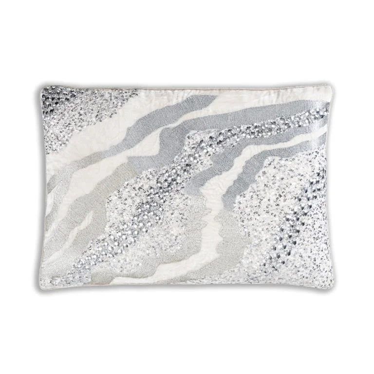 Dawn Ivory Silver Velvet Pillow