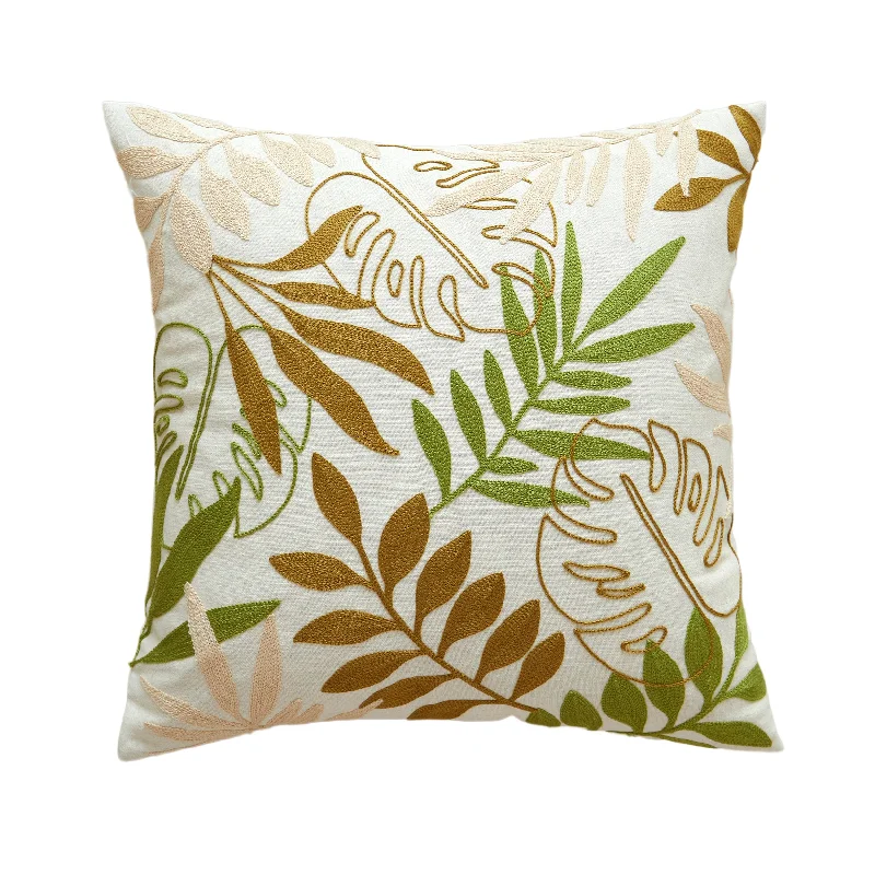 Green and Brown Leaves Pillow