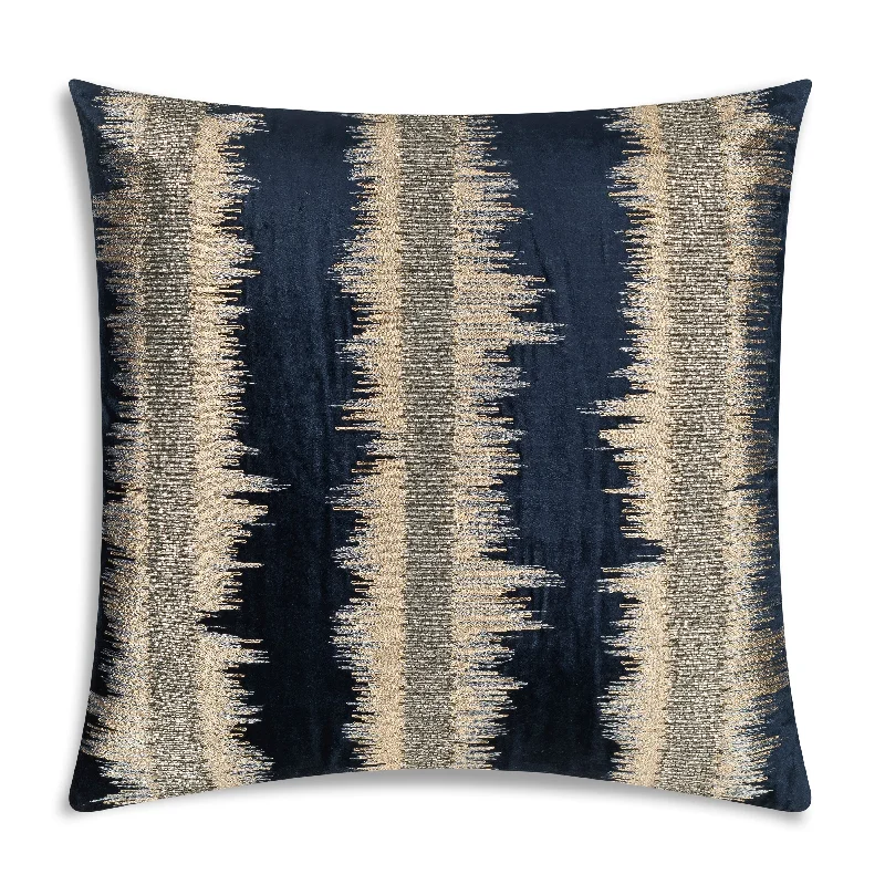 Kas Navy Gold Stripe Pillow