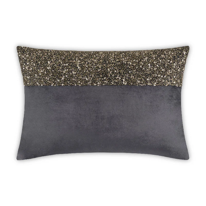 Inspire Me! Home Decor Lena Charcoal Gold Lumbar Pillow