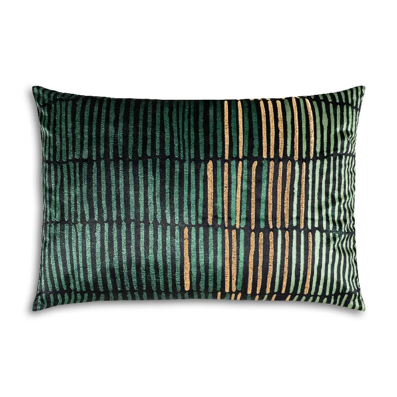 Mona Green Gold Lumbar Pillow