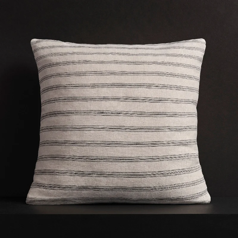 Stripe Throw Pillow with Piping - Natural Stripe