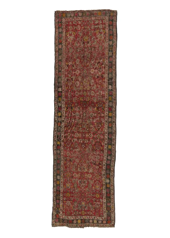 Caucasian Rug Gharabagh Handmade Runner Antique Tribal 3'5"x11'9" (3x12) Red Herati Design #25846