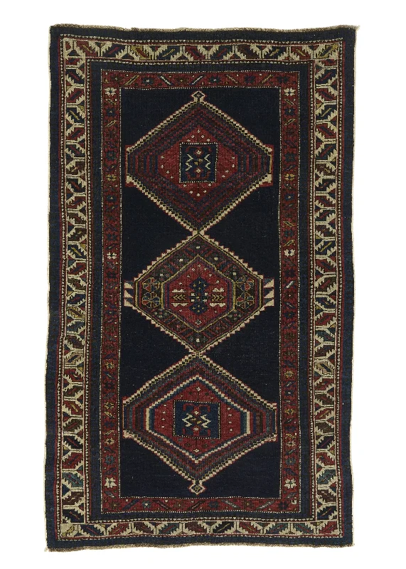 Caucasian Rug Shirvan Handmade Area Antique Tribal 3'3"x5'5" (3x5) Blue Red Geometric Design #30534