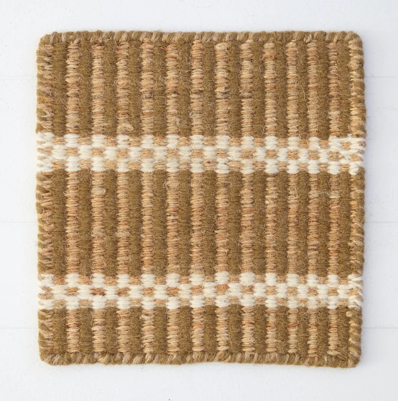 Ochre Brown Jute & Wool Combo Rug