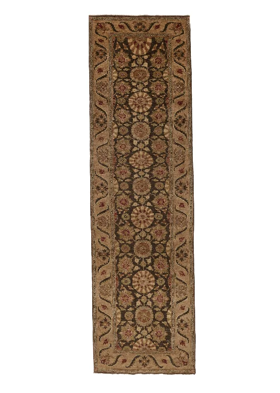 Oriental Rug Pakistani Handmade Runner Transitional 4'2"x14'4" (4x14) Whites/Beige Brown Floral Oushak Design #27792