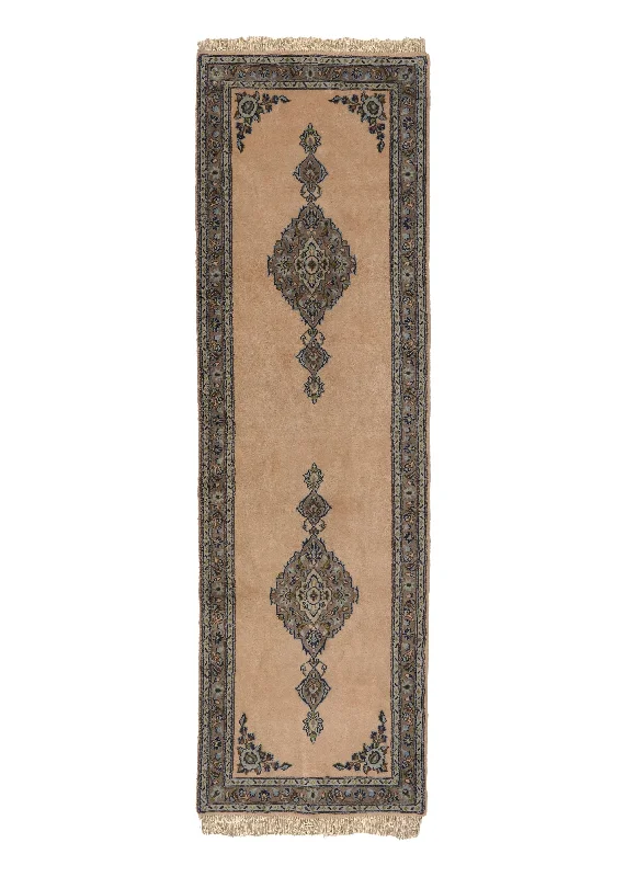 Persian Rug Ardakan Handmade Runner Traditional 3'0"x9'9" (3x10) Whites/Beige Blue Open Field Floral Design #19503