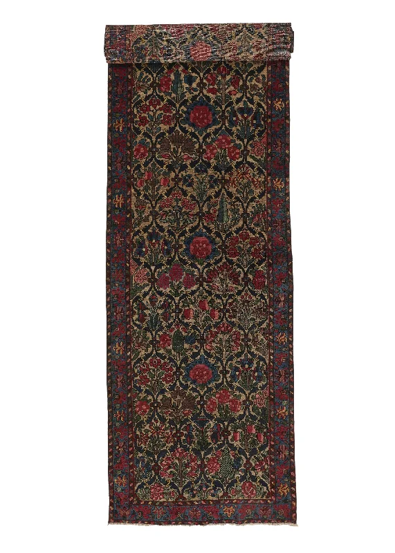 Persian Rug Bakhtiari Handmade Runner Antique Tribal 3'7"x12'7" (4x13) Whites/Beige Pink Blue Garden Design #34875