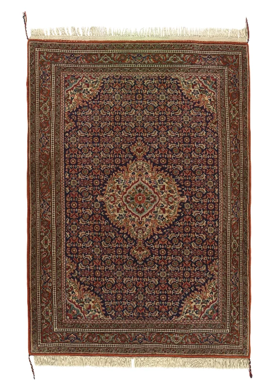 Persian Rug Bijar Handmade Area Traditional 3'9"x5'6" (4x6) Orange Blue Herati Design #20282