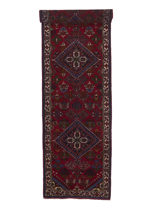 Persian Rug Josheghan Handmade Runner Tribal 3'3"x14'4" (3x14) Red Multi-color Geometric Design #32103