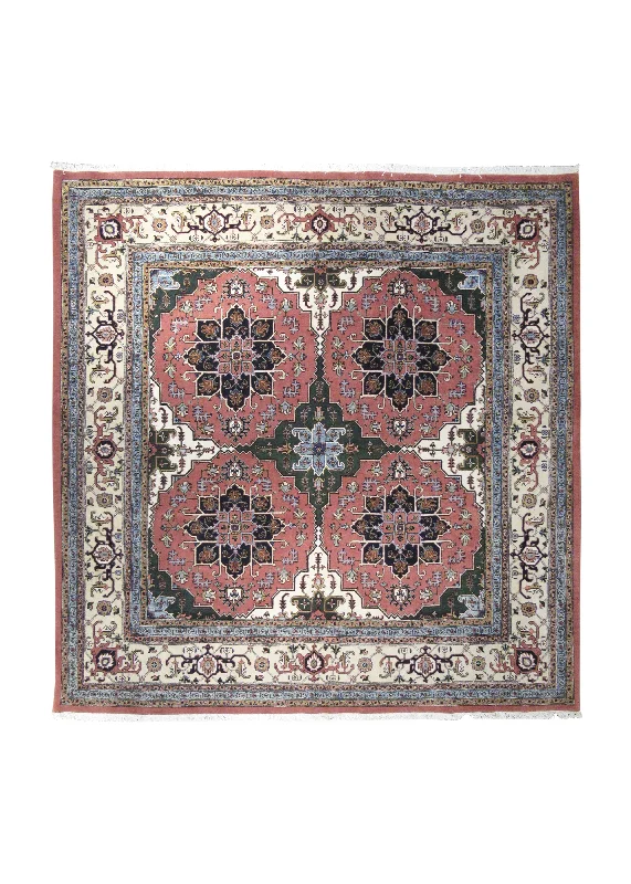 Persian Rug Kashmar Handmade Square Tribal 9'7"x9'8" (10x10) Pink Whites/Beige Green Garden Design #A27157