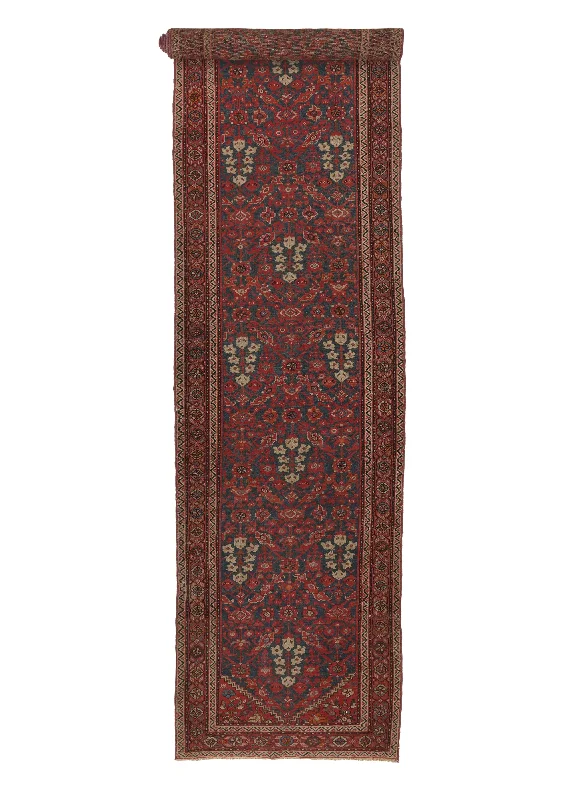 Persian Rug Malayer Handmade Runner Antique Traditional 3'5"x17'3" (3x17) Red Blue Floral Design #25843