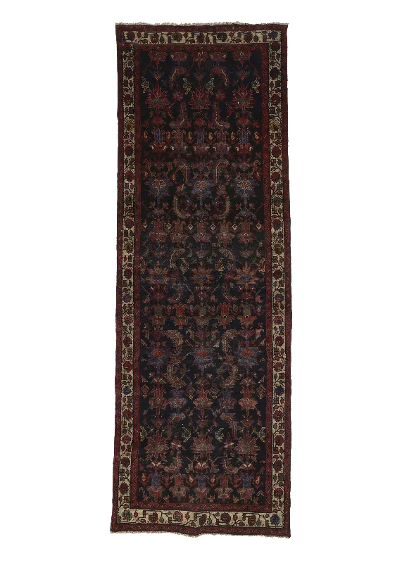 Persian Rug Malayer Handmade Runner Antique Traditional 3'8"x10'8" (4x11) Blue Floral Design #27880