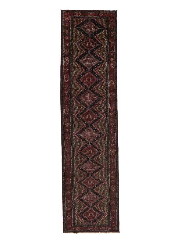 Persian Rug Quchan Handmade Runner Tribal 4'0"x15'6" (4x16) Red Blue Geometric Design #34709