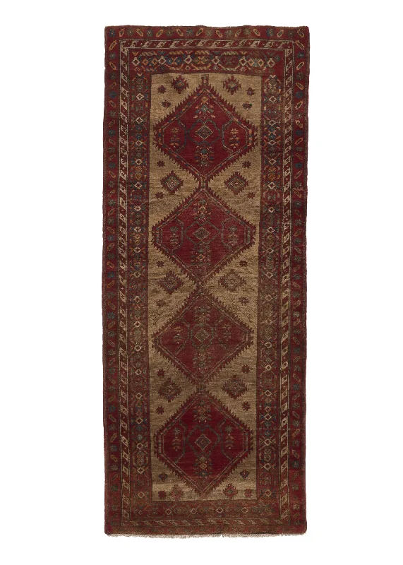 Persian Rug Sarab Handmade Runner Antique Tribal 3'5"x8'4" (3x8) Red Whites/Beige Geometric Design #30648