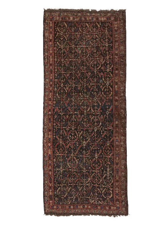 Persian Rug Shiraz Handmade Runner Antique Tribal 4'5"x11'1" (4x11) Blue Red Geometric Design #27743