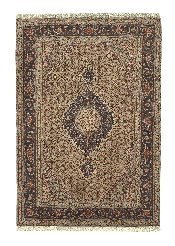 Persian Rug Tabriz Handmade Area Traditional 3'4"x4'10" (3x5) Whites/Beige Blue Mahi Fish Design #28146