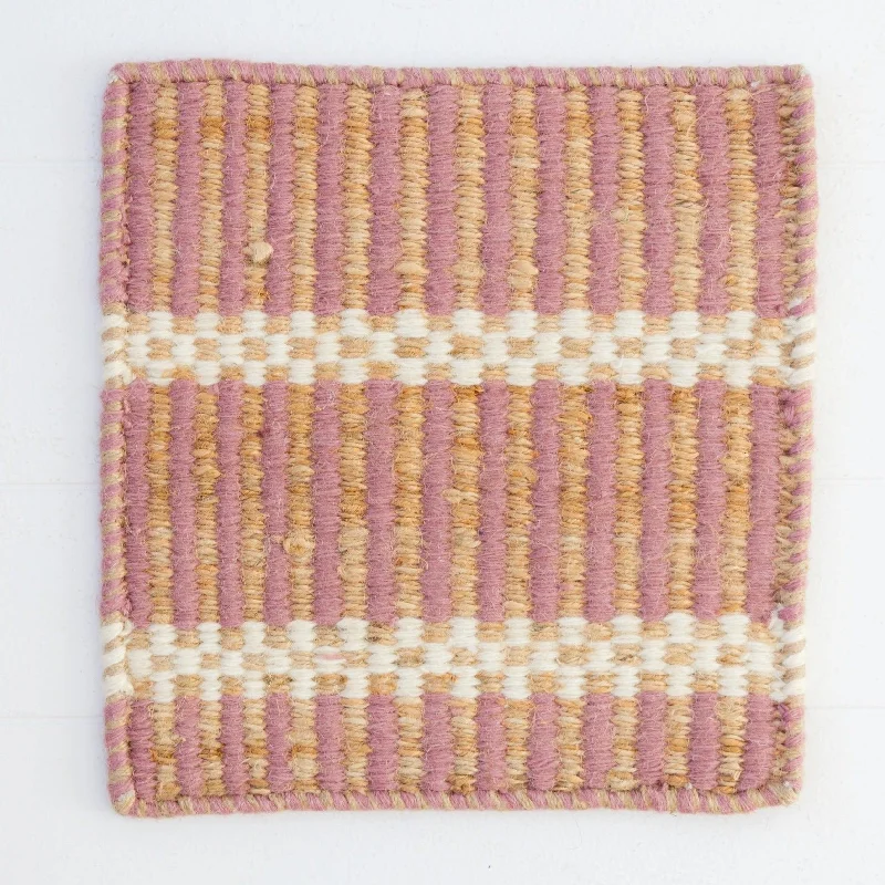 Watermelon Pink Jute & Wool Combo Rug