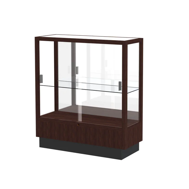 Heritage 36"w x 40"h x 14"d Counter Display Case, Mirror Back, Autumn Oak Finish