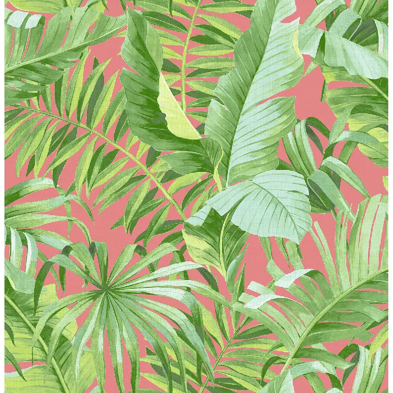 Alfresco Tropical Palm Wallpaper in Coral from the Pacifica Collection