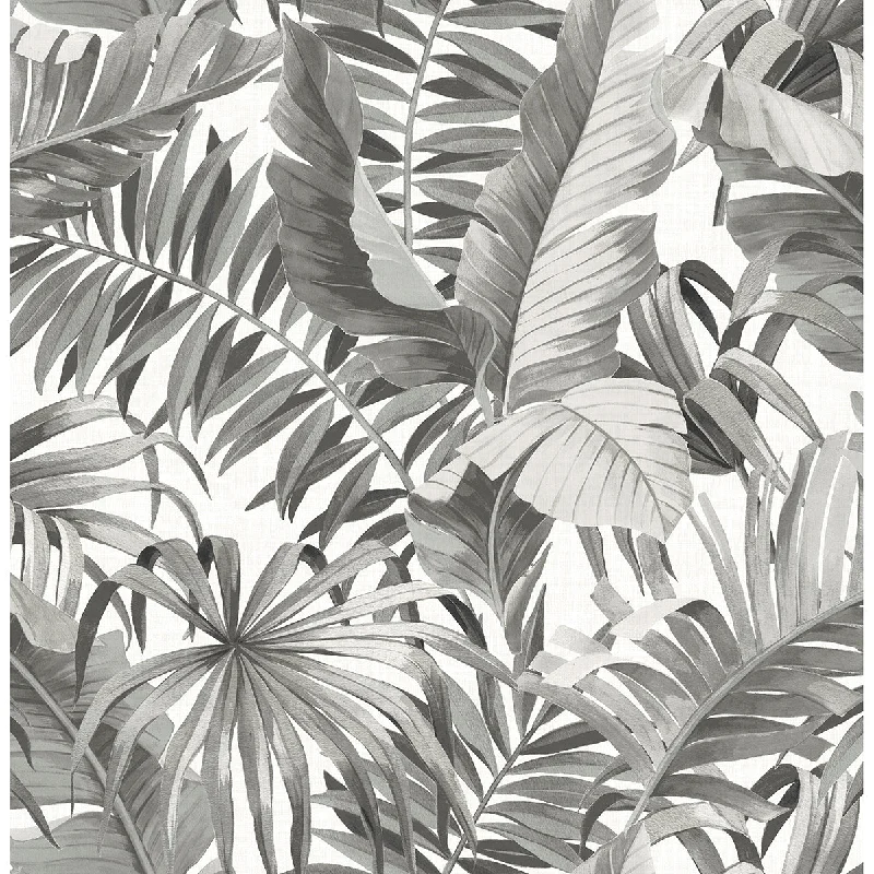 Alfresco Tropical Palm Wallpaper in Grey from the Pacifica Collection