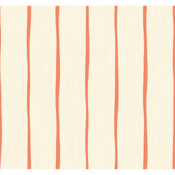 Aruba Stripe Wallpaper in Ivory and Orange from the Tortuga Collection