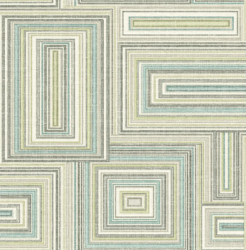 Attersee Squares Wallpaper in Blue and Green from the Lugano Collection