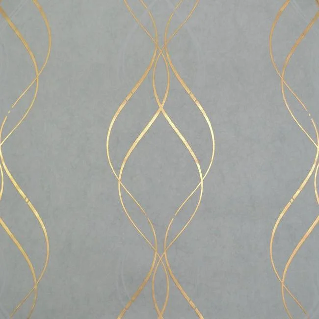 Aurora Wallpaper in Blue and Gold from the Modern Metals Collection