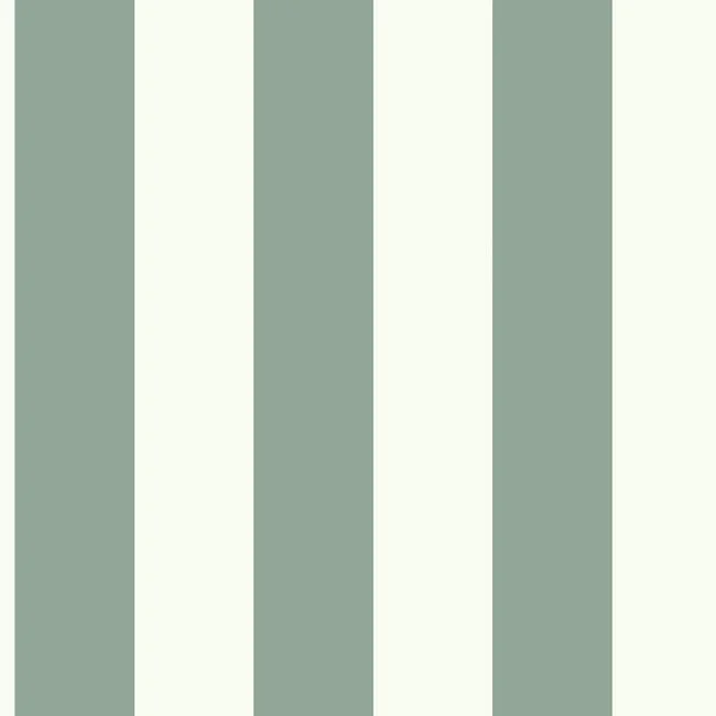 Awning Stripe Wallpaper in Green-Grey from the Magnolia Home Collection