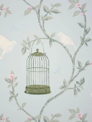 Birdcage Walk Wallpaper in Gray and Green Color by Nina Campbell