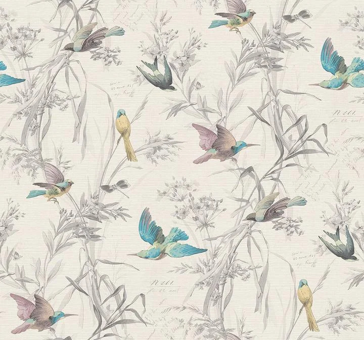 Birds Of Paradise Wallpaper in Frost from the Sanctuary Collection