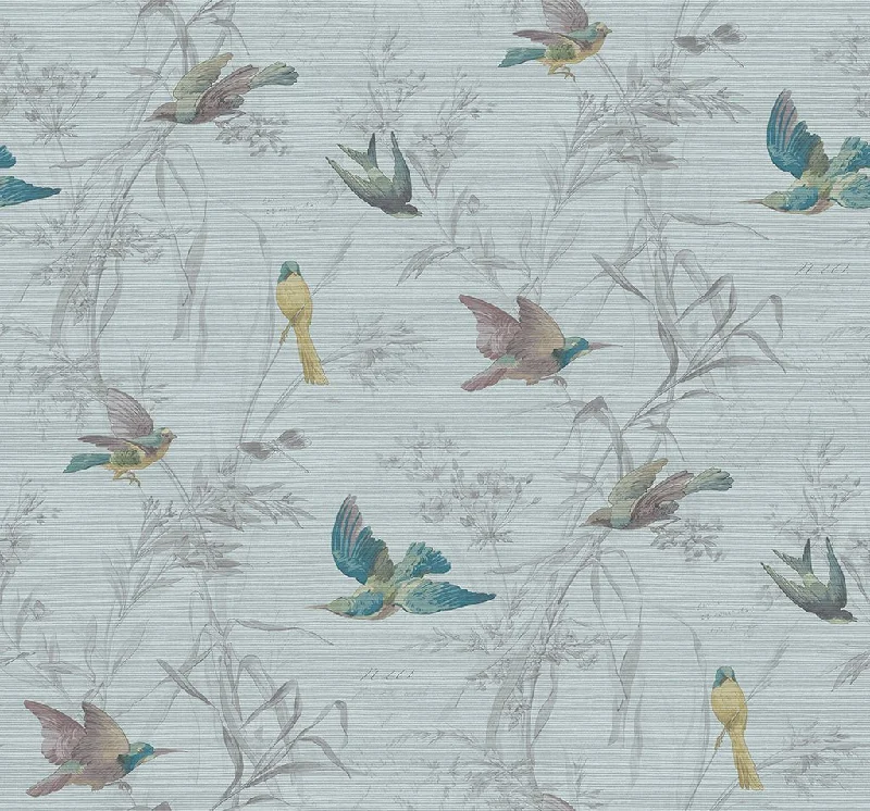 Birds Of Paradise Wallpaper in Turquoise from the Sanctuary Collection