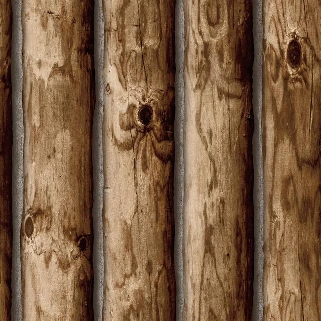 Cabin Logs Peel & Stick Wallpaper in Brown