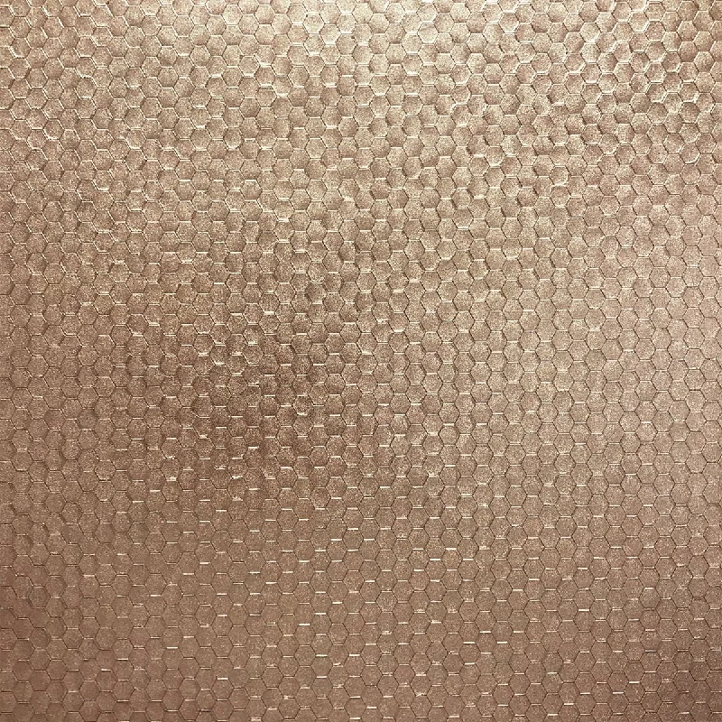 Carbon Honeycomb Geometric Wallpaper in Rose Gold from the Polished Collection