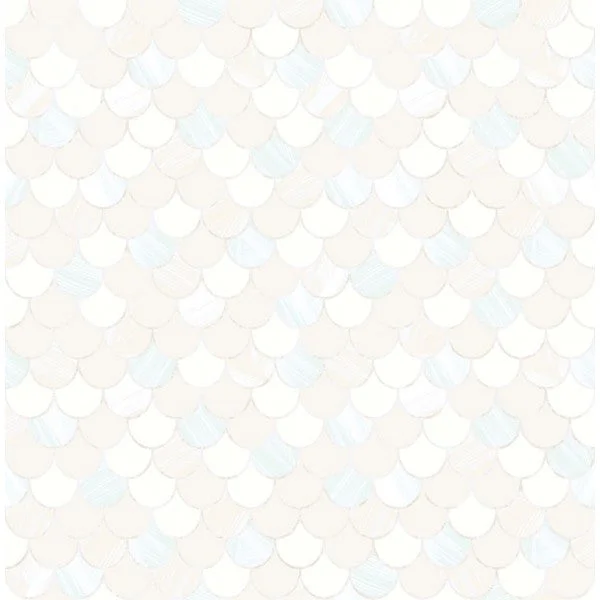 Catalina Scales Wallpaper in White, Pearl, and Aqua from the Tortuga Collection