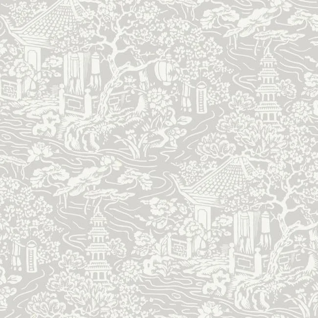 Chinoiserie Wallpaper in Grey from the Tea Garden Collection