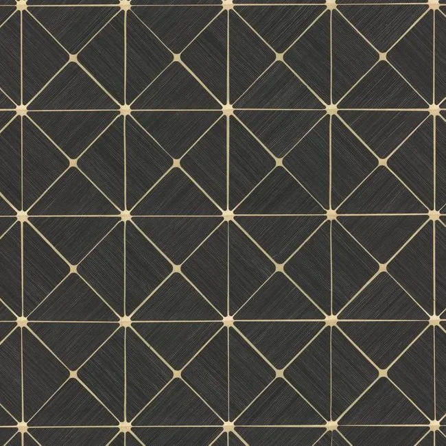 Dazzling Diamond Sisal Wallpaper in Black and Gold from the Geometric Resource Collection