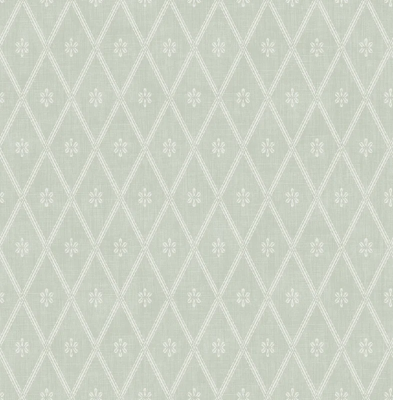 Diamond Lattice Wallpaper in Sage from the Spring Garden Collection