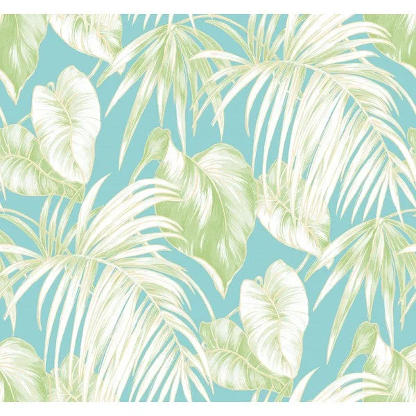 Dominica Wallpaper in Aqua and Green from the Tortuga Collection