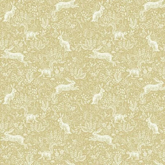 Fable Wallpaper in Gold from the Rifle Paper Co. Collection