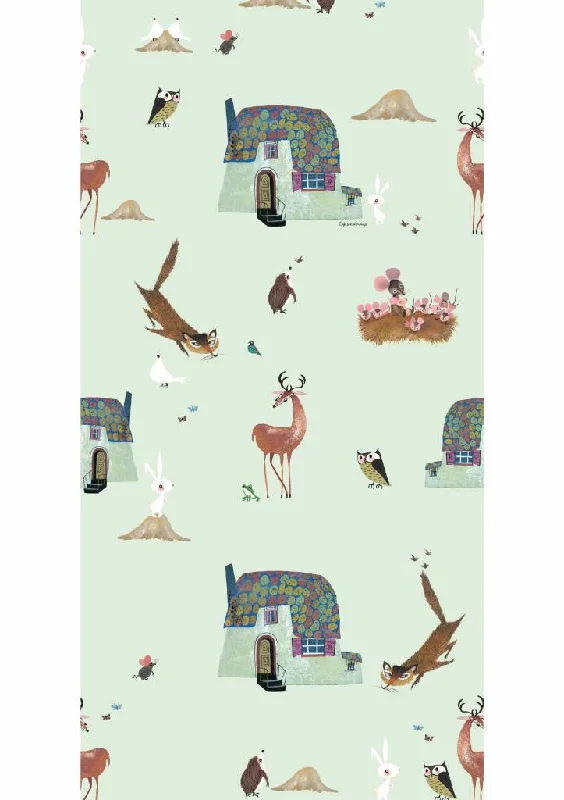 Forest Animals Kids Wallpaper in Green by KEK Amsterdam