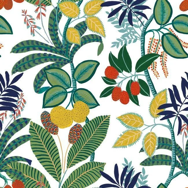 Funky Jungle Peel & Stick Wallpaper in Green and White