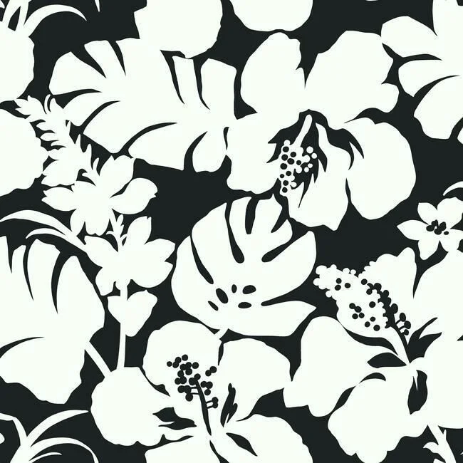 Hibiscus Arboretum Wallpaper in Black from the Water's Edge Resource Library