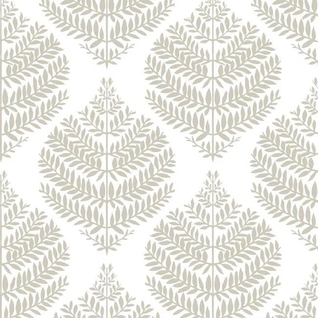 Hygge Fern Damask Peel & Stick Wallpaper in Taupe