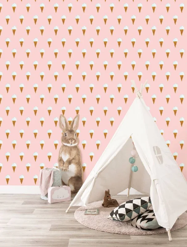 Ice Cream Kids Wallpaper in Pink by KEK Amsterdam