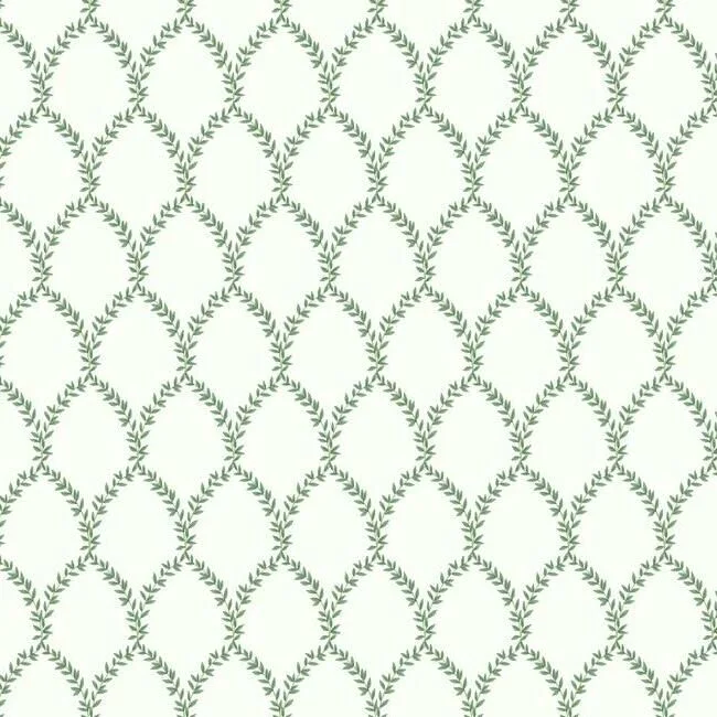 Laurel Wallpaper in Green and White from the Rifle Paper Co. Collection