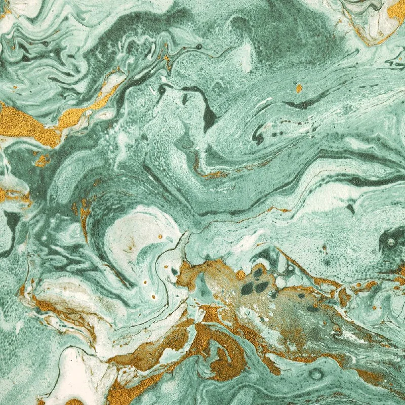 Marbled Wallpaper in Emerald Green from the Precious Elements Collection by Burke Decor