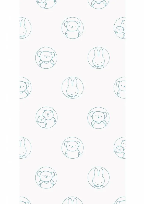 Miffy Portraits Kids Wallpaper in Blue by KEK Amsterdam