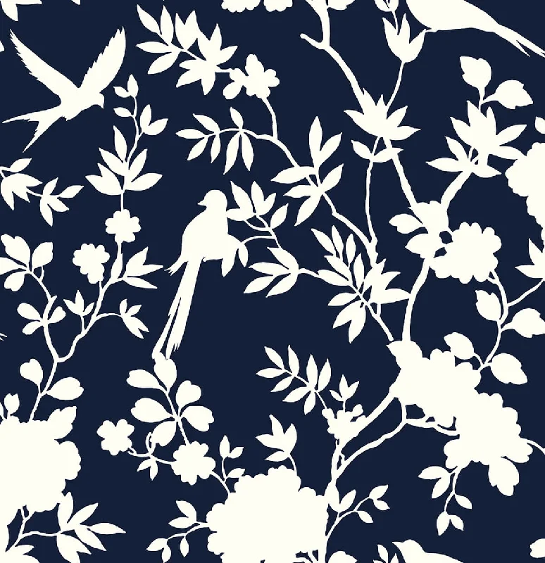 Mono Toile Peel & Stick Wallpaper in Midnight Blue from the Luxe Haven Collection